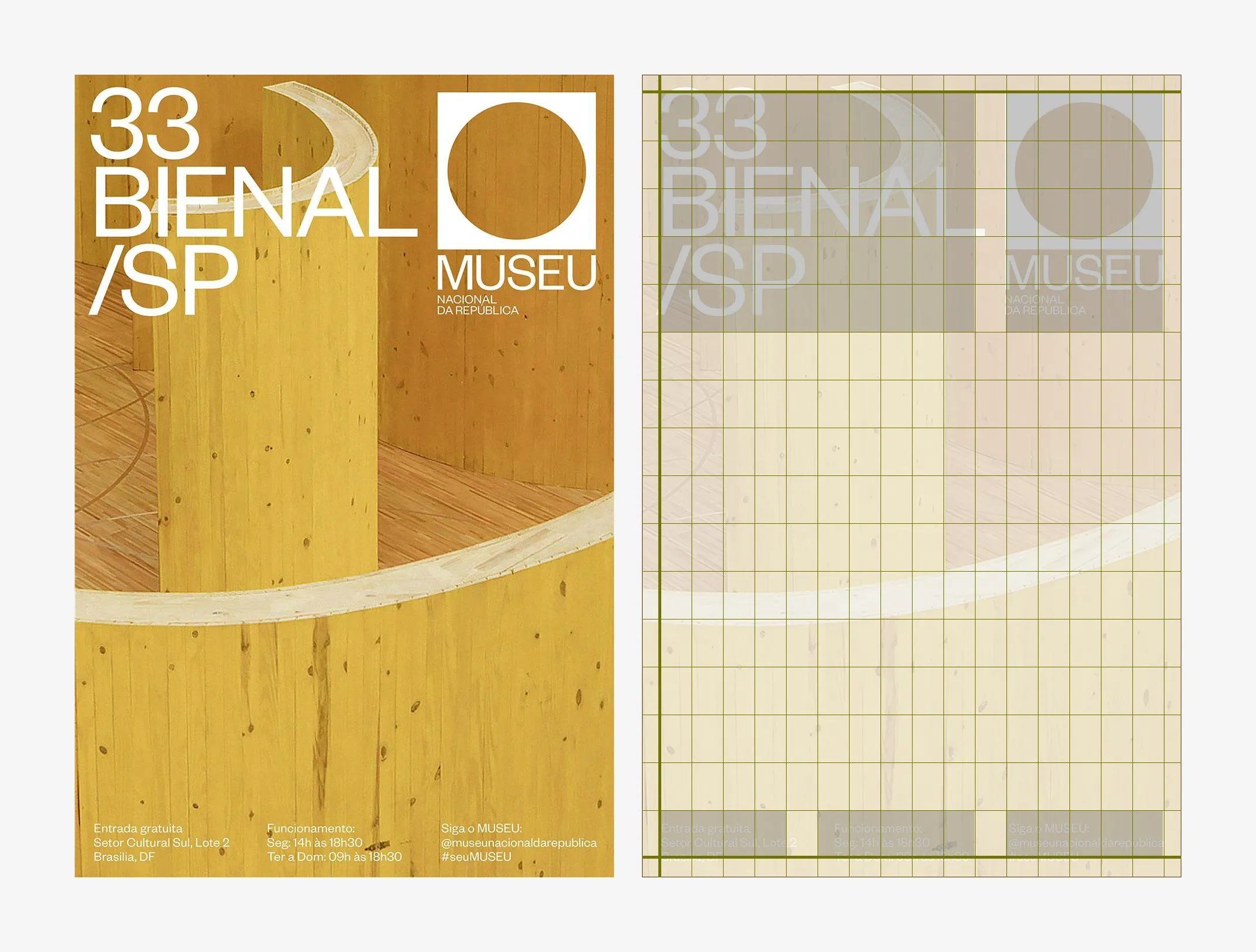 Bienal São Paulo poster with grid overlay showing structural alignment