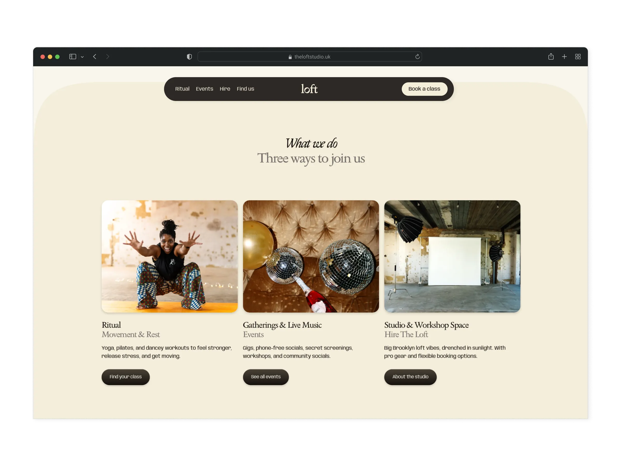 Homepage for The Loft