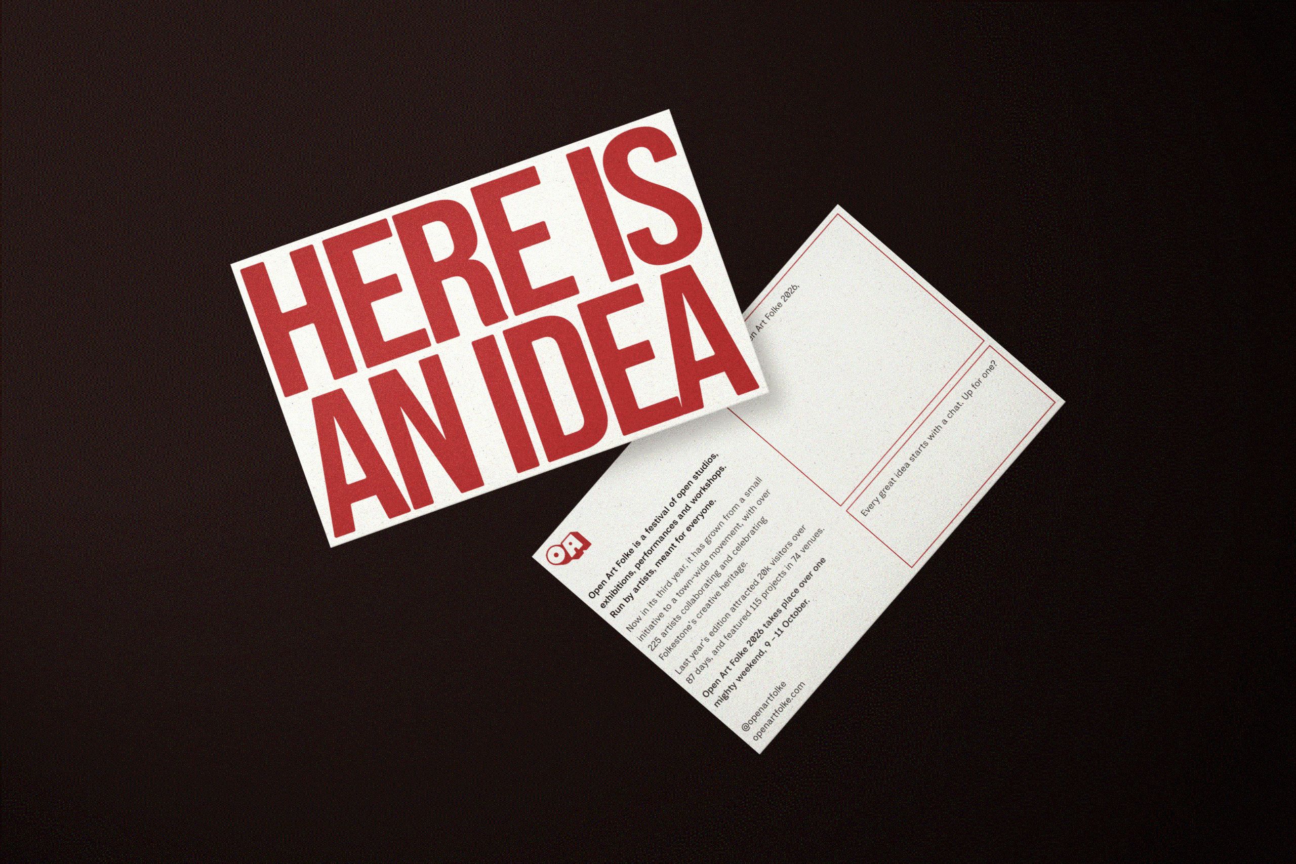 business card-adjacent print for Open Art Folke